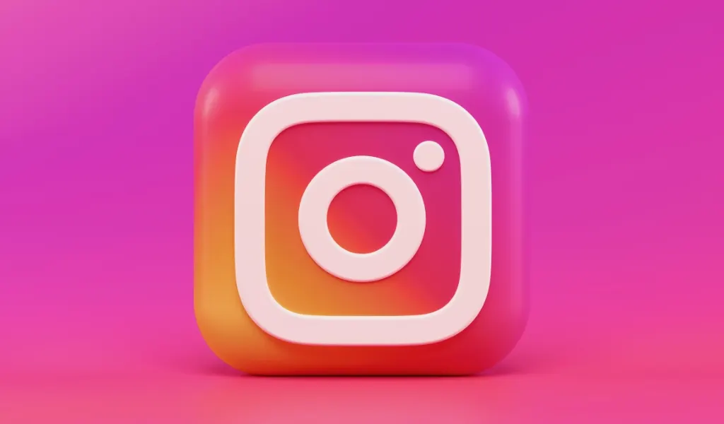 Instagrams logotyp i 3d. Annonsering i sociala medier på instagram.