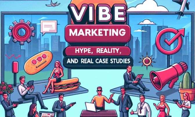 Tecknad bild som visar en grupp människor engagerade i olika marknadsföringsaktiviteter framför en stadssilhuett och en stor skärm med texten {{brizy_dc_image_alt entityId=